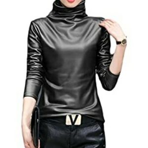 Leather look turtleneck